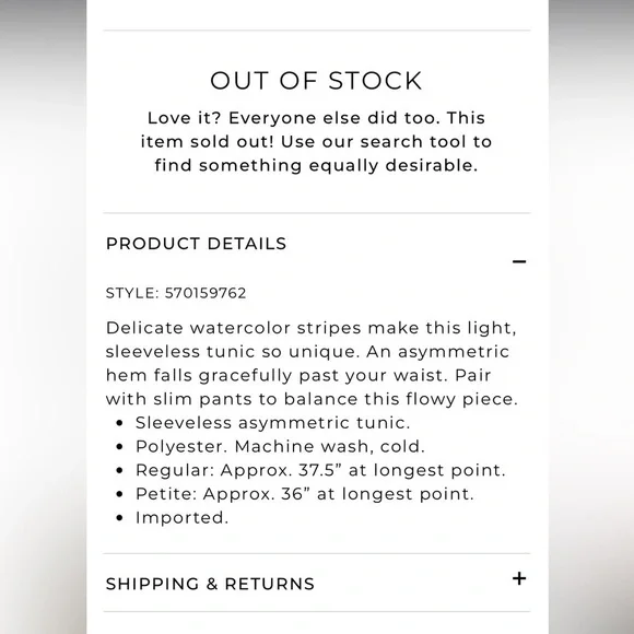 WHBM Watercolor Stripe Tunic Size Medium - Picture 5 of 10